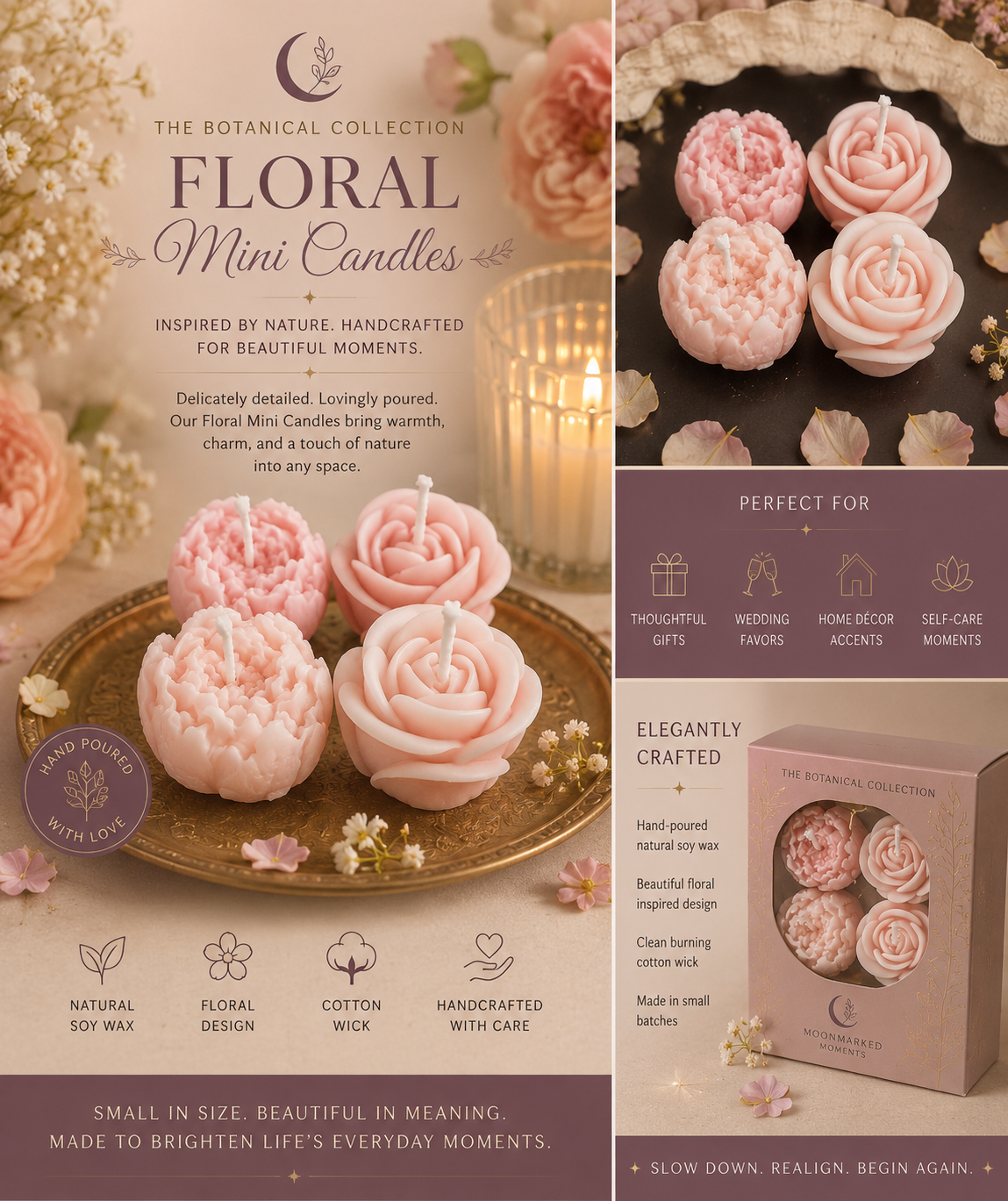 Botanical Floral Mini Candle Set/4