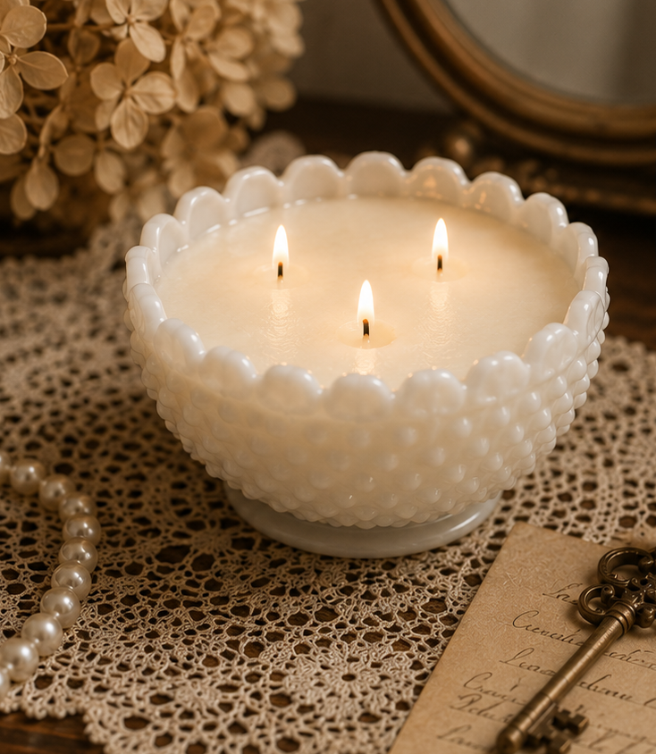The Ivory Lace | Vintage Milk Glass Heirloom Candle
